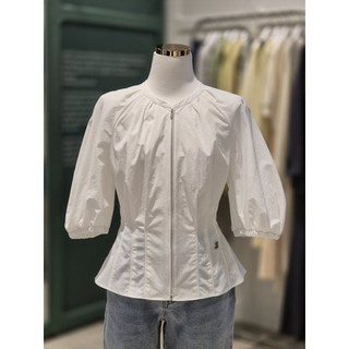 ZOOC 쥬크(ZOOC) 노카라 퍼프소매 집업 블라우스 (V242MSC943)