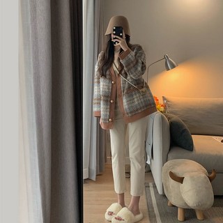 Meet 봄 부드러운 양복 2022 새로운 한국어 스타일 느슨한 모직 코트 청바지 투피스 양복