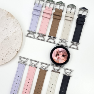 영스피플 갤럭시워치 호환 슬림 링크 가죽 스트랩 3 4 5 6 7 클래식 프로 레더 밴드, 20mm, 라벤더, 1개