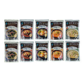 청정원 호밍스 소고기미역국+맑은닭곰탕+얼큰닭개장+얼큰순두부+김치콩나물국 5종 x 2개입(총10개) 세트, 450g, 10개