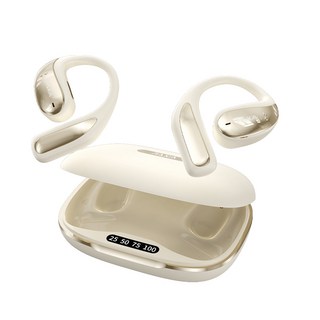 PAXA 이어훅 이어버드 무선 블루투스 이어폰 AI 스마트 실시간 번역기 오픈 ENC 노이즈 캔슬링 운동 블루투스 음성 번역 이어폰 Vogbuds5 Pro AI, 베이지