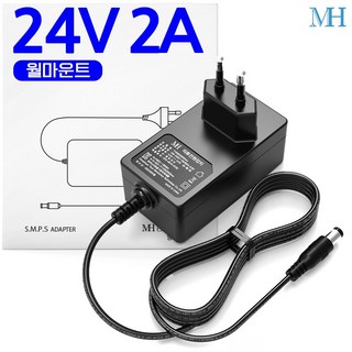 명호전자 DC 24V 2A 어댑터 벽걸이형 (TY2400200K1mn) 24V2A아답터, 1개