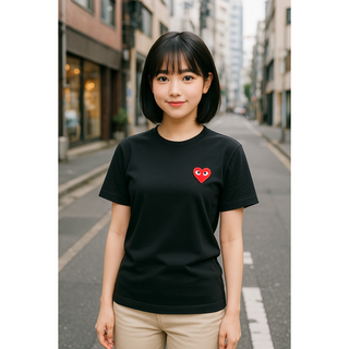 25년 신형 플레이 꼼데가르송 레드 하트 티셔츠 블랙 남여공용