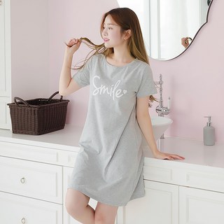 말랑마쥬 귀욤 프린팅 쫀쫀면 내장형 브라캡 원피스잠옷 홈웨어