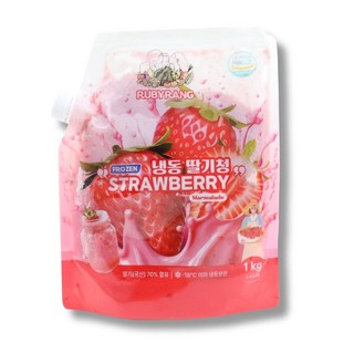 루비랑 국산 딸기청 수제 냉동 카페 딸기라떼 과일청, 2개, 1kg