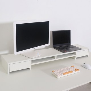 어반데코 모니터받침대 화이트1200 4서랍형듀얼모니터거치대