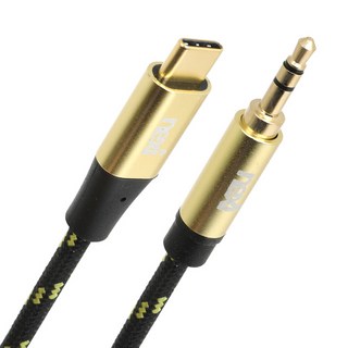 C타입 옥스AUX 3.5mm 스테레오 스마트폰 스피커 패브릭연결케이블 DAC칩 95cm, 1.8m, 1개