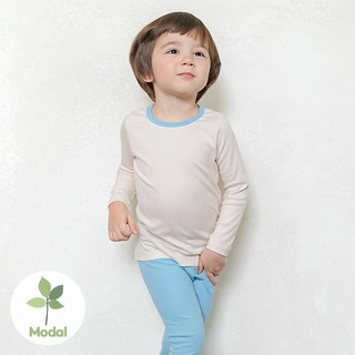 베베라온 아기 신생아 유아 긴팔 9부 내의 내복 실내복 유아동 모달 골지 가을 겨울 봄 배앓이 방지 무지, 08.크림+진블루