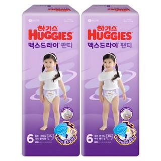 하기스 NEW 맥스드라이 여아용 팬티형 기저귀, 6단계, 76매