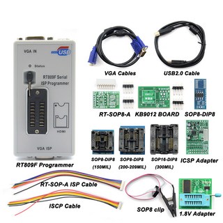 RT809F 직렬 ISP 프로그래머 풀 어댑터 EDID 케이블 ICSP 바 범용 최신 100, RT809F 12 Adapters, 1개