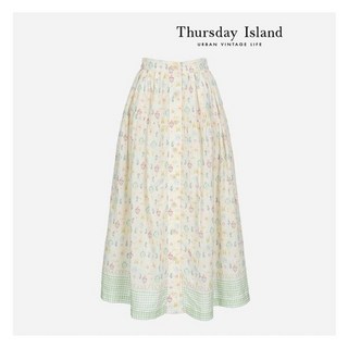 써스데이아일랜드 Thursday Island 패턴 터크 디테일 스커트(T234MSK231W) 118480