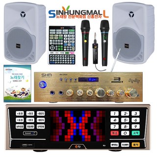TJ미디어 K2_BKM/골드 업소용 가정용반주기풀SET 6만여곡 악보표출 녹음기능 블루투스 유튜브연결 신흥몰, K2_골드_무선MIC 2_리모컨