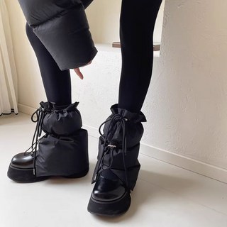 어그 패딩 워머 레그 토시 니삭스 겨울 여성 용부츠 방한 골프 등산 낚시 자전거 디퍼, 프리사이즈, 블랙 쇼트 스타일, 1개