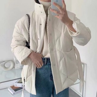 SURBORT 여성 고급감 허리끈 슬림핏 허리 조임 두꺼운 패딩 점퍼