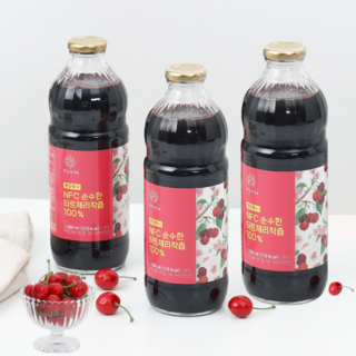 천보바이오 물타지않은 100% 터키산 몽모랑시 타트체리 착즙 NFC 1000ml x 3병 총 3 000ml 대용량 해썹인증, 3개