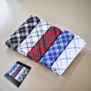 스타일러버 순면 남성 체크손수건 5종 선물세트