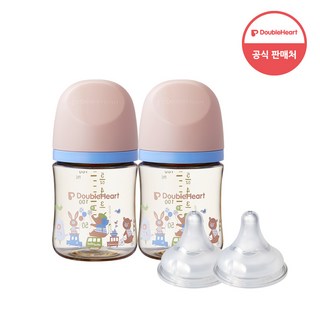 더블하트 모유실감 3세대 PPSU 디어프렌즈 트윈팩 160ml+젖꼭지(2입), 애니멀타운, 3세대 젖꼭지S, 2개