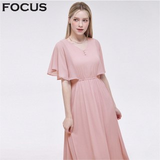 포커스 V넥 날개 소매 쉬폰 원피스 VF5M1OP3261