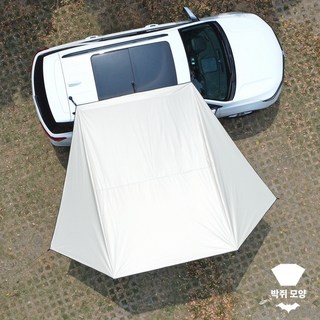 박쥐 모양 블랙 코팅 SUV 차량용 타프 그늘막 흡입 컵이 있는 천막 야외 방수 캠핑용 자동차 어닝 사용, 베이지색