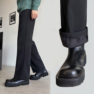 남자 융 기모 밴딩 와이드 슬랙스