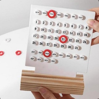 탁상 캘린더 우드 만년달력 데스크 사무용 테이블 미니 플라스틱 소형, 1개, 화이트