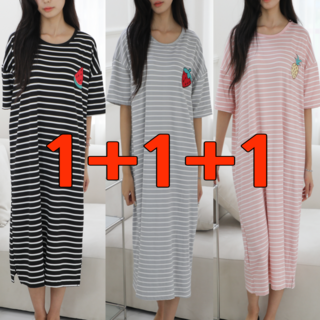 1+1+1 호잉상점 홈웨어 원피스 반팔 긴팔 빅사이즈 임산부 잠옷 홈 파자마 세트 3종 단품