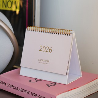 바림 2025-26 데스크 심플 온데이 연휴표시 미디움 캘린더 탁상용 달력, 1개, 베이비핑크