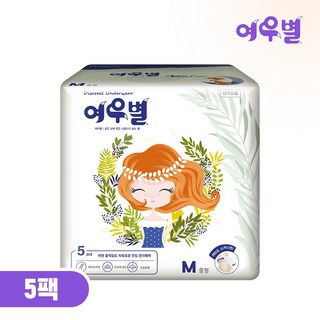 여우별 액티브 팬티형 생리대 중형 5팩, 5개입, 5개