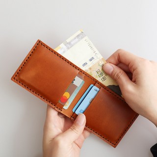 수제 지폐높이 가죽 지갑 베지터블 투톤브라운