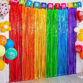 카우칼쉬 레인보우 포일 프린지 커튼 2팩 파티 장식 메탈릭 스트리머 3.3x6.6피트 생일 결혼식 약혼식 브라이덜 샤워 포토 부스 배경, 카우칼쉬 레인보우 포일 프린지 커튼 2팩 파티 장식 메