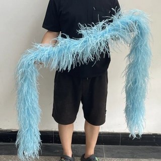 천연 타조 깃털 보아 1-6 플라이 트림 숄 홈 파티 의류 장식 바느질 스카프 2m, 3ply 2미터r, 블루
