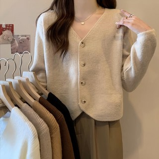 에스앤와이 소프트 데일리 베이직 슬림 브이넥 사무실 니트 가디건 상품 이미지