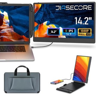 JIASECORE14.2인치 노트북 화면 확장기 1080P FHD IPS 모니터 듀얼 스크린 USB C HDMI 1317.3인치 노트북용 플러그 플레이 휴대용 Mac/Wins/