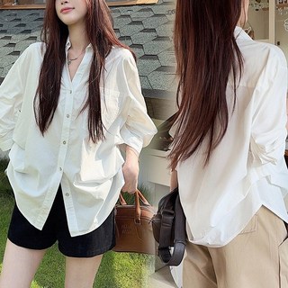 링클프리셔츠 여름 여성칠부블라우스 스타일 살리는 화이트 셔츠