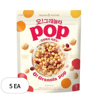 마켓오네이처 오 그래놀라 크랜베리 아몬드 시리얼, 520g, 5개