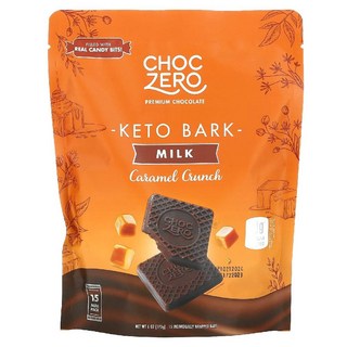 ChocZero (초크제로) 케토 바크 밀크 초콜릿 캐러멜 크런치 미니팩 15개 170g, 1개