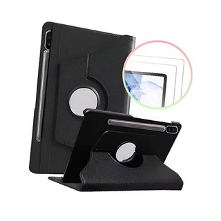 갤럭시탭S9 FE 플러스 전용 크로스 레더 케이스 + 슬림 강화유리 2장 세트