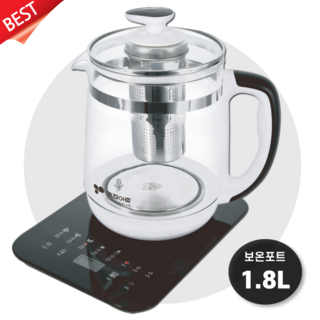 키친아트 1.8L 유리 티포트 분유포트 24시간 자동보온 전기포트, 1.8L 포트