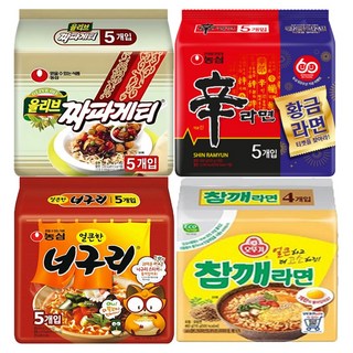 [천지라면] 참깨세트 인기봉지라면 4종 20개입 (짜파게티5 참깨라면5 너구리5 신라면5) 라면스프 1세트
