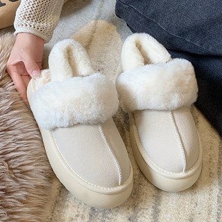 제시카로렌 베이지 라운드 통굽 퍼 슬리퍼 탈부착 가능 4CM 225-260 2493