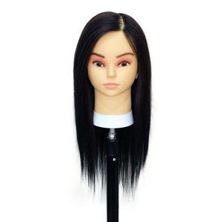 BEUGA(뷰가) 인모 100% 연습용 통가발 탑라인 B타입 커트 드라이 아이롱 미용 연습 가발, 블랙, 1개
