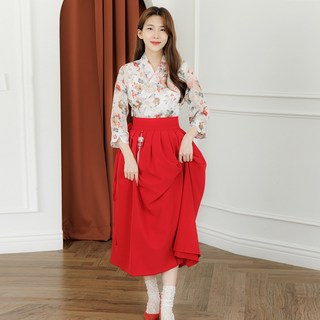 민주화한복 나비자수 눈물고름 포인트 안개노방 허리치마