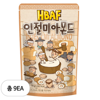 에이치비에이에프 인절미 아몬드, 190g, 9개