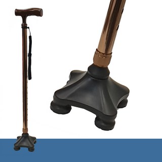 네발 4발 지팡이 사족 높이조절64-92cm 세워두는 할머니 할아버지 지팡이, 1개