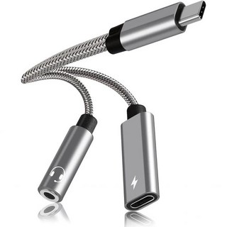 Vcdom USB C에서 3.5mm 헤드폰 및 충전기 어댑터 2인치 Aux 오디오 잭 고해상도 DAC PD 60W 고속 충전 동글 케이블iPhone 1615 Pro Max 갤럭, Grey