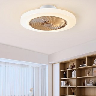 천장 선풍기 천장형 선풍기 조명 선풍기 LED 조명, 52cm 리모콘, 흰색