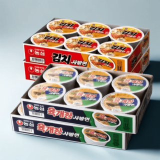 농심 사발면 2종세트 육개장 12개 김치 12개 컵라면 24개