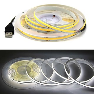 USB COB 램프 스트립 DC5V 320LED/M 화이트/레드/핑크/아이스 블루/옐로우 캐비닛 라이트 TV 백라이트 유연한 리본 로프 LED, 6000K-WHITE, 0.5M