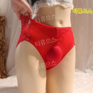 여장 남성 보정 의류 하의 언더웨어 삼각 레이스, 분홍색