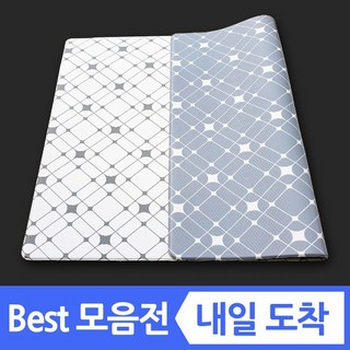양면 놀이방매트 놀이매트 유아 아기 거실 바닥 복도 쿠션 층간소음 방지 애견 강아지 대형 특대형 어린이 집 베란다 두꺼운 북유럽 형 170 200 230 pvc 방수 안전, 4_(양면)화이트샤인+그레이샤인